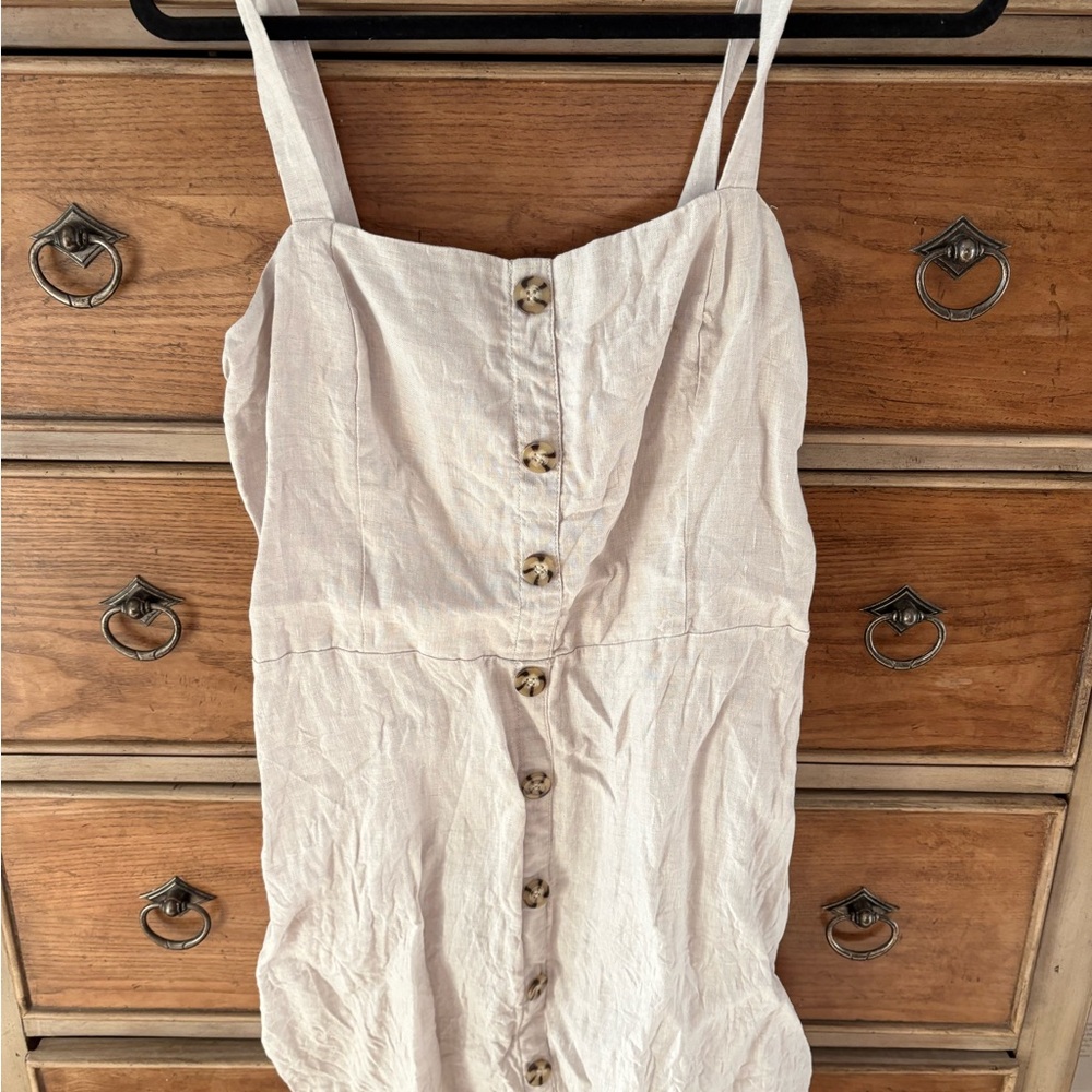 Women's Cream Button-Down Dress
